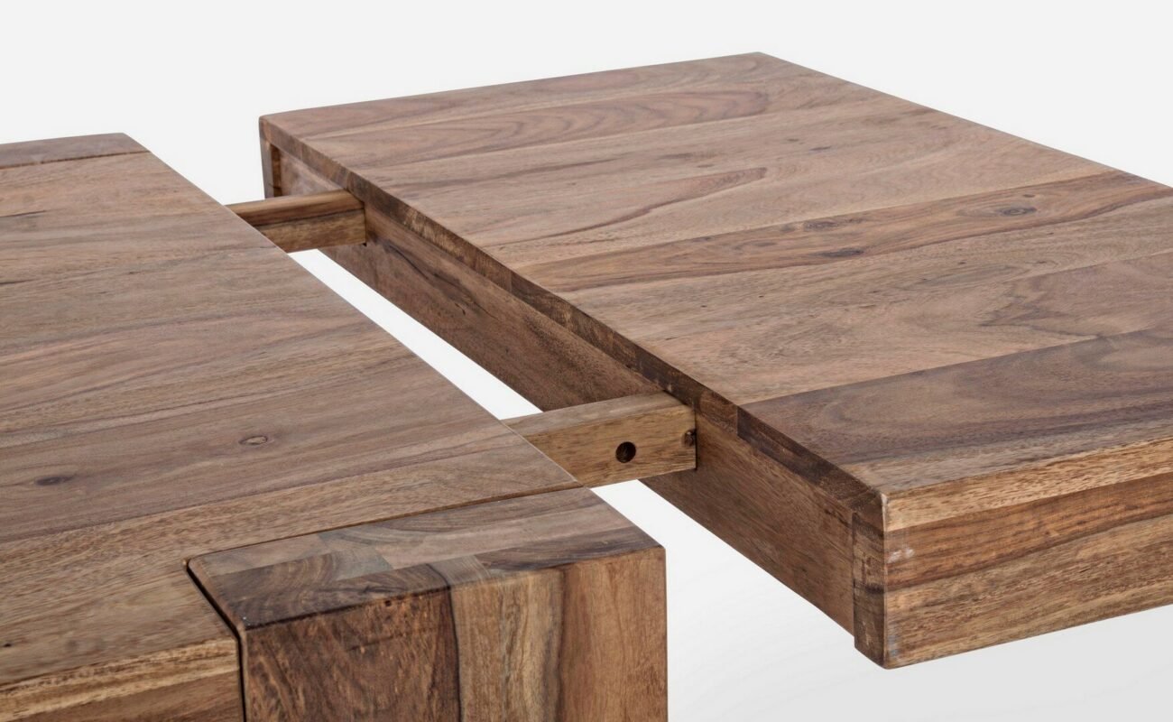 Tavolo Sunderland in legno sheesham. finitura naturale. 2 prolunghe esterne da 45cm. - immagine 3