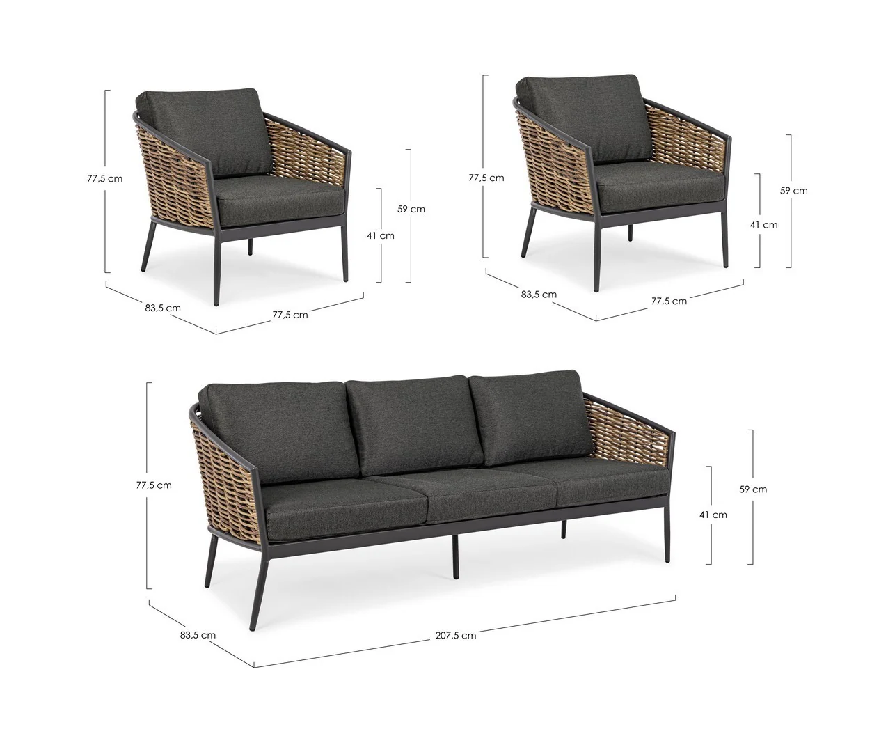 SET 3 C-C MARIBELA ANTRACITE 0663116 ANDREA BIZZOTTO - immagine 4